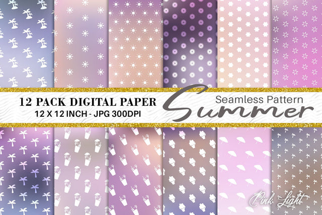 Digital paper summer pattern with gradient color background Digital Pattern artnoy 