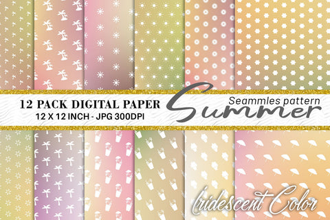 Digital paper summer pattern with gradient color background Digital Pattern artnoy 
