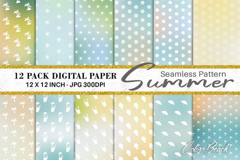Digital paper summer pattern with gradient color background Digital Pattern artnoy 