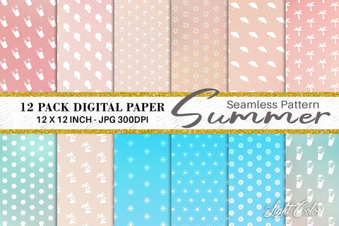 Digital paper summer pattern with gradient color background Digital Pattern artnoy 