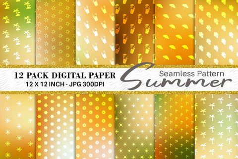 Digital paper summer pattern with gradient color background Digital Pattern artnoy 