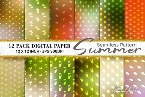 Digital paper summer pattern with gradient color background Digital Pattern artnoy 