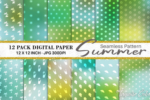 Digital paper summer pattern with gradient color background Digital Pattern artnoy 