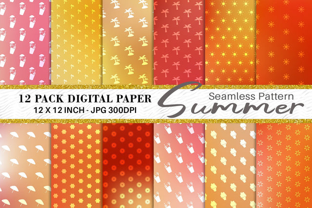Digital paper summer pattern with gradient color background Digital Pattern artnoy 