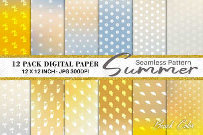 Digital paper summer pattern with gradient color background Digital Pattern artnoy 