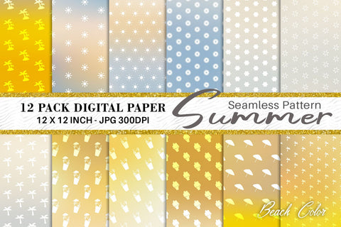 Digital paper summer pattern with gradient color background Digital Pattern artnoy 