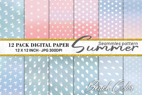 Digital paper summer pattern with gradient color background Digital Pattern artnoy 