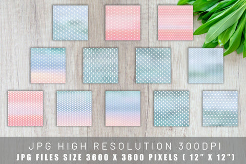Digital paper summer pattern with gradient color background Digital Pattern artnoy 