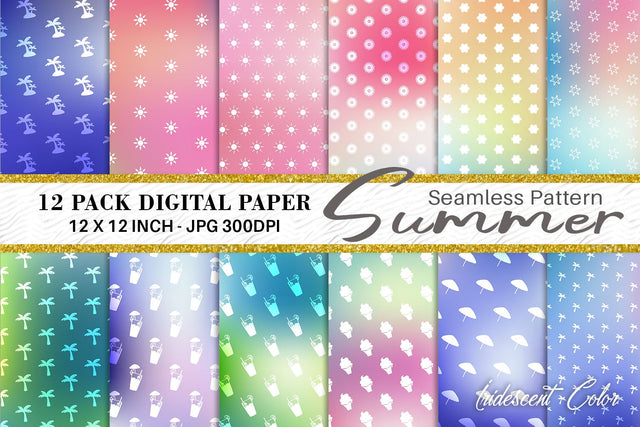 Digital paper summer pattern with gradient color background Digital Pattern artnoy 