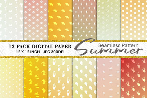 Digital paper summer pattern with gradient color background Digital Pattern artnoy 