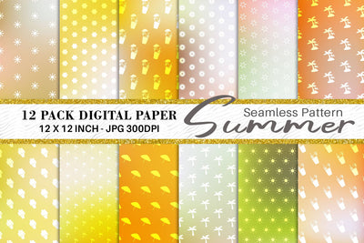 Digital paper summer pattern with gradient color background Digital Pattern artnoy 