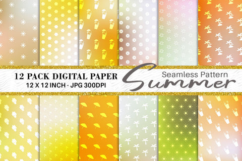 Digital paper summer pattern with gradient color background Digital Pattern artnoy 
