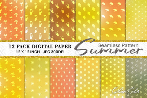 Digital paper summer pattern with gradient color background Digital Pattern artnoy 
