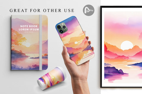 Digital Paper Sunsets Landscape Digital Pattern artnoy 