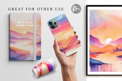 Digital Paper Sunsets Landscape Digital Pattern artnoy 