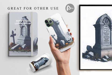 Digital Paper Tombstone Halloween Digital Pattern artnoy 