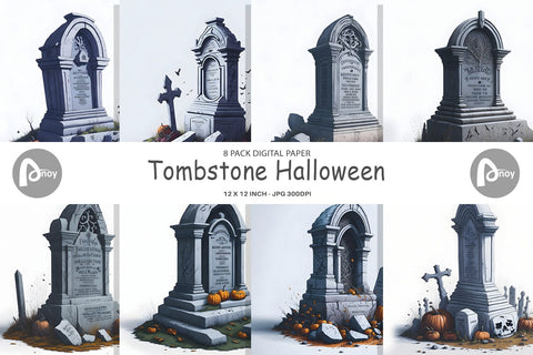 Digital Paper Tombstone Halloween Digital Pattern artnoy 
