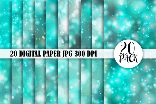 digital paper turquoise bokeh background Digital Pattern artnoy 