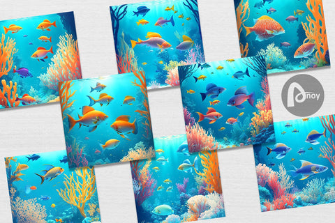 Digital Paper Underwater Tropical Fish Digital Pattern artnoy 