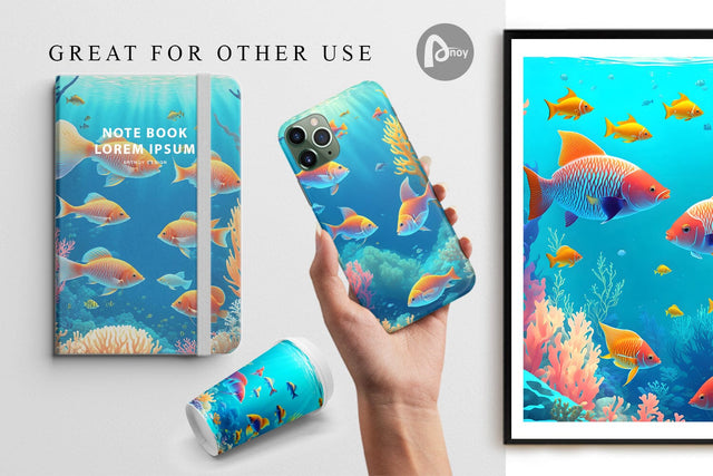 Digital Paper Underwater Tropical Fish Digital Pattern artnoy 