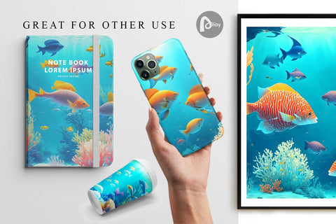 Digital Paper Underwater Tropical Fish Digital Pattern artnoy 