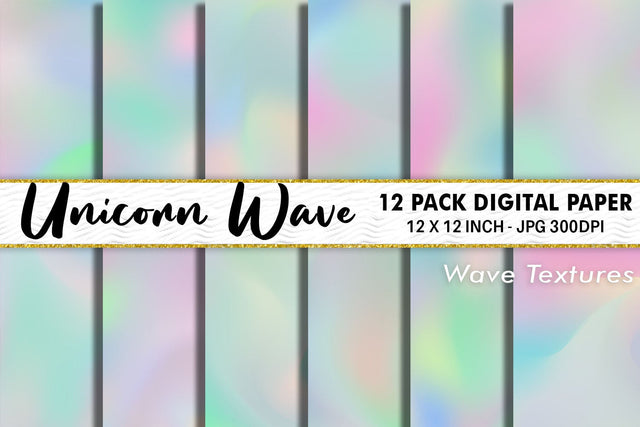 Digital Paper unicorn hologram wave background Digital Pattern artnoy 