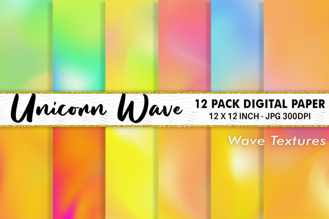Digital Paper unicorn rainbow wave background Digital Pattern artnoy 
