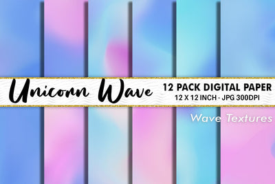 Digital Paper unicorn wave background Digital Pattern artnoy 