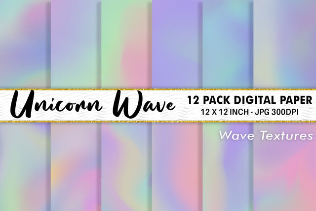 Digital Paper unicorn wave background Digital Pattern artnoy 