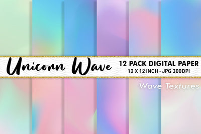 Digital Paper unicorn wave background Digital Pattern artnoy 