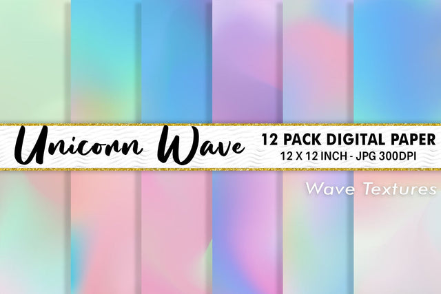 Digital Paper unicorn wave background Digital Pattern artnoy 