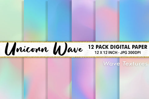 Digital Paper unicorn wave background Digital Pattern artnoy 