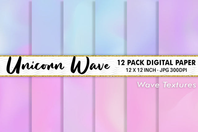 Digital Paper unicorn wave pink background Digital Pattern artnoy 