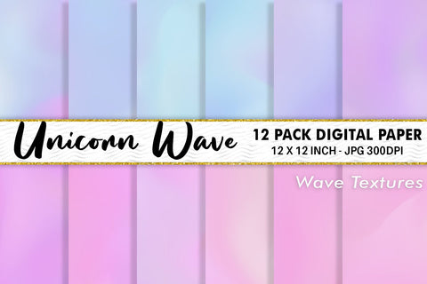 Digital Paper unicorn wave pink background Digital Pattern artnoy 