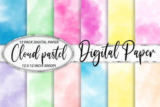 Digital paper watercolor cloud texture and pastel color background Digital Pattern artnoy 