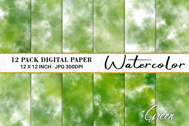 Digital Paper Watercolor green background Digital Pattern artnoy 