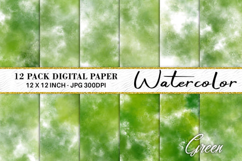 Digital Paper Watercolor green background Digital Pattern artnoy 