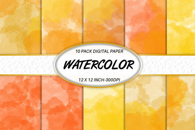 Digital paper watercolor orange background Digital Pattern artnoy 