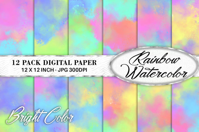 Digital Paper Watercolor rainbow background Digital Pattern artnoy 