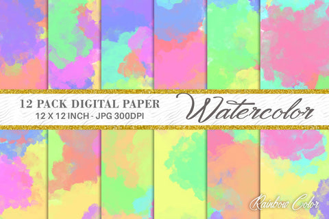 Digital Paper Watercolor rainbow background Digital Pattern artnoy 