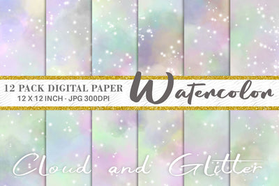 Digital Paper Watercolor rainbow glitter background Digital Pattern artnoy 