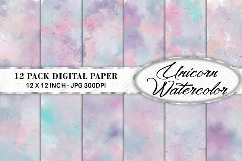 Digital Paper Watercolor unicorn color background Digital Pattern artnoy 