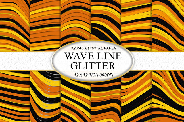 Digital paper wave orange line background Digital Pattern artnoy 