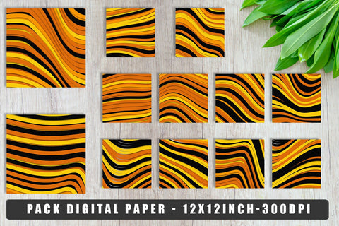 Digital paper wave orange line background Digital Pattern artnoy 