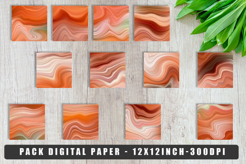 Digital paper wave orange texture background Digital Pattern artnoy 
