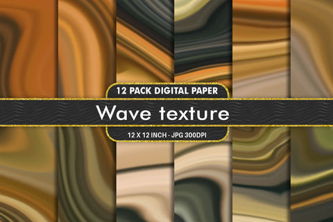 Digital Paper wave texture and gradient green brown background Digital Pattern artnoy 