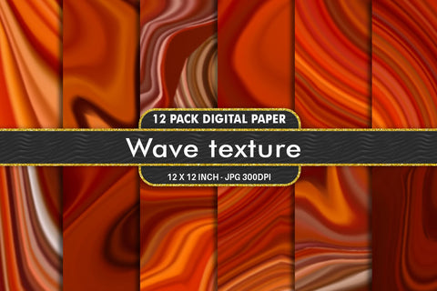 Digital Paper wave texture and gradient orange color background Digital Pattern artnoy 