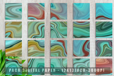 Digital paper wave turquoise background Digital Pattern artnoy 
