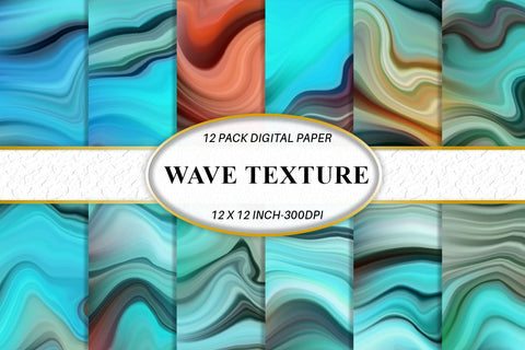 Digital paper wave turquoise texture background Digital Pattern artnoy 