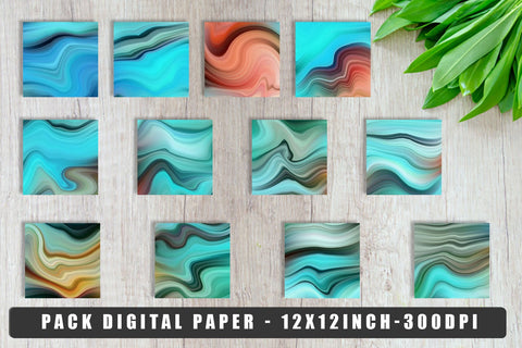Digital paper wave turquoise texture background Digital Pattern artnoy 